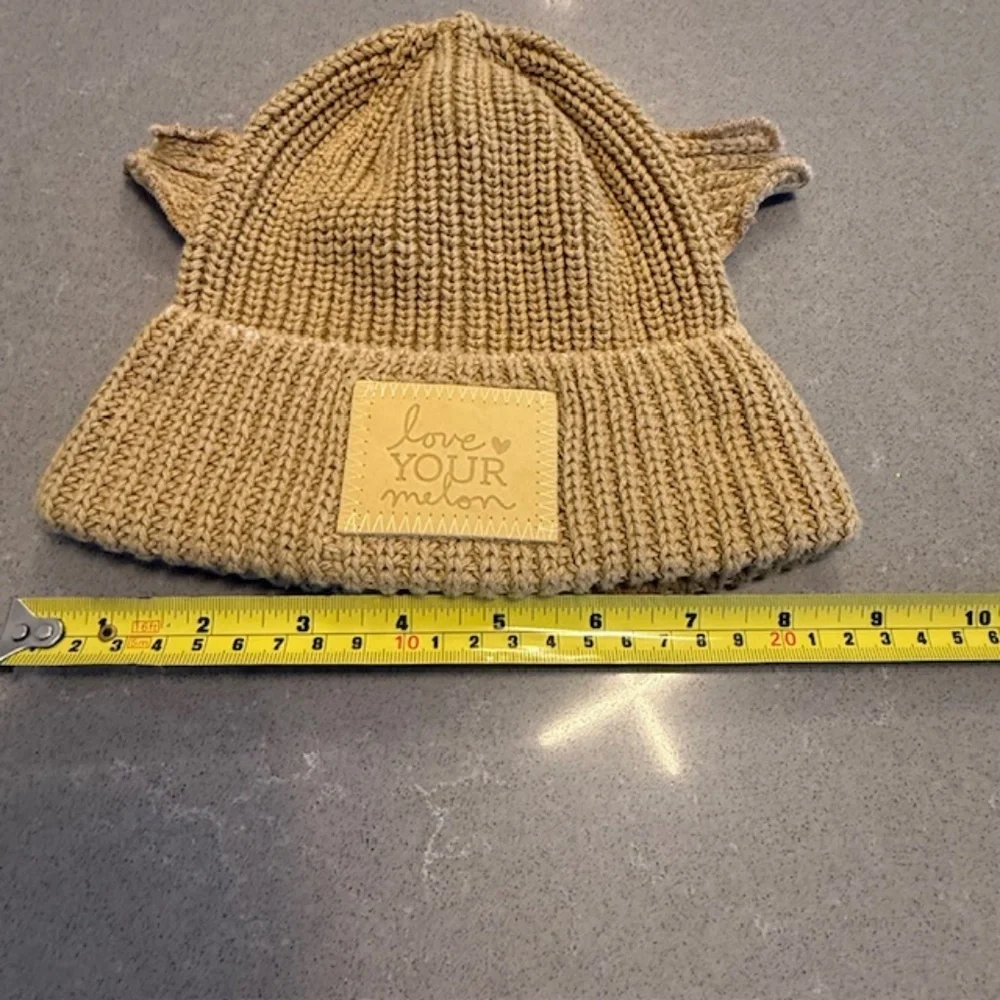NWOT-Love Your Melon LYM Youth Beanie Yoda Tan Ear Knit Logo Cap Hat New